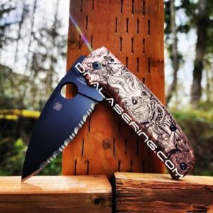 Kraken VS Pirate Ship - Spyderco Shaman - Laser Engraved Copper Knife Scales - Flytanium *Optional Knife Install*