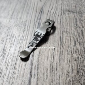 il_fullxfull.5019625225_8pic.jpg LynchNW Spyderco Shaman - Kraken - Deep Laser Engraved Titanium - Deep Carry Pocket Knife Clip - Satin or Sandwashed Finish