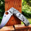 il_fullxfull.5083609250_pix9.jpg Fearless Tarantula Inside Skull - Spyderco PM2 - Engraved PM2 Titanium Knife Scales - Paramilitary 2 EDC - Knife & Hardware Optional