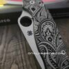 il_fullxfull.5234160750_53j4.jpg Paisley Leaf - Spyderco PM2 - Engraved PM2 Titanium Knife Scales - Paramilitary 2 EDC - Knife & Hardware Optional Flytanium Gear