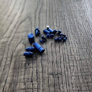 il_fullxfull.5372787426_q4vu.jpg Smock Replacement Hardware Screw Set for Spyderco Smock Knife - Titanium - Blue Anodized - Knife NOT included