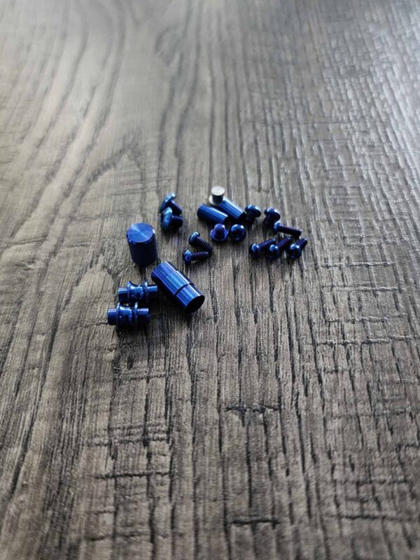 il_fullxfull.5372787426_q4vu.jpg Smock Replacement Hardware Screw Set for Spyderco Smock Knife - Titanium - Blue Anodized - Knife NOT included