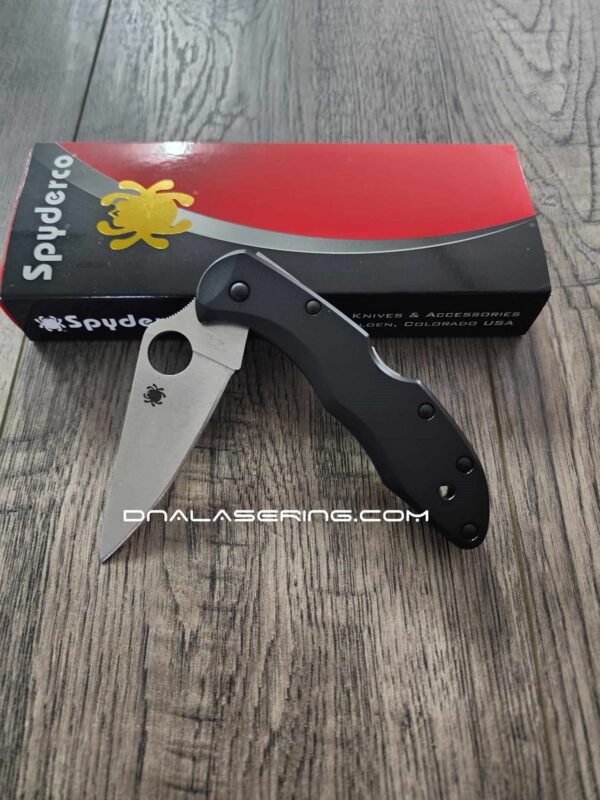 il_fullxfull.5401689576_4roh.jpg Titanium Black Scales for Spyderco Delica - Flytanium Gear - Optional Knife Install with Upgrades