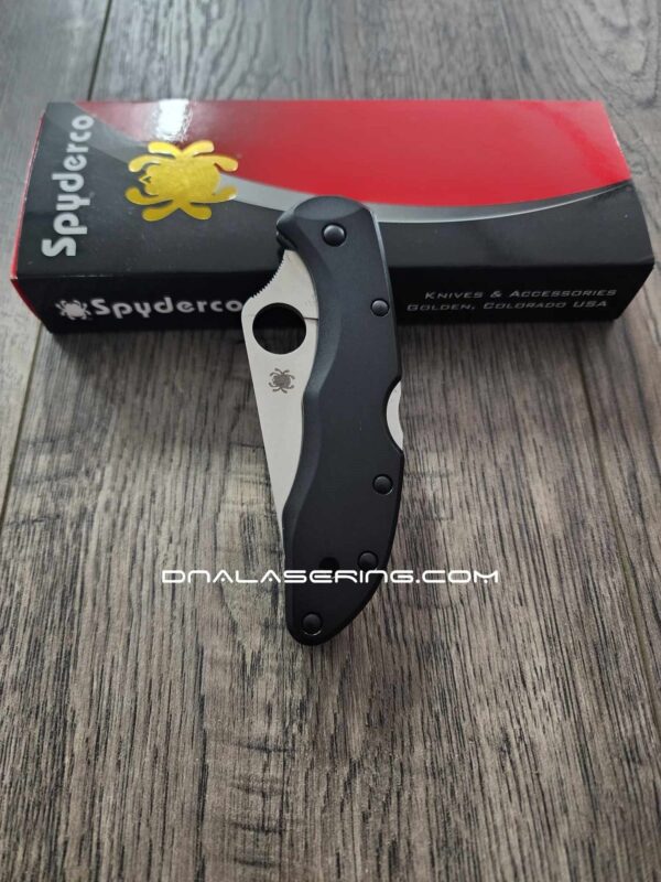 il_fullxfull.5449837243_bkpw.jpg Titanium Black Scales for Spyderco Delica - Flytanium Gear - Optional Knife Install with Upgrades