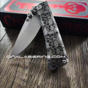 Chaves Knives Relief Engraved RCK9 With Skull Design!! Titanium - M390 steel - COMPLETE KNIFE!! With Extra clip - New in box