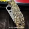 il_fullxfull.5874146262_f8jd.jpg Paisley Leaf - Spyderco Delica - Relief Engraved Brass Scales - Polished - Flytanium Gear - Optional Knife w/ Backspacer, Hardware & Clip