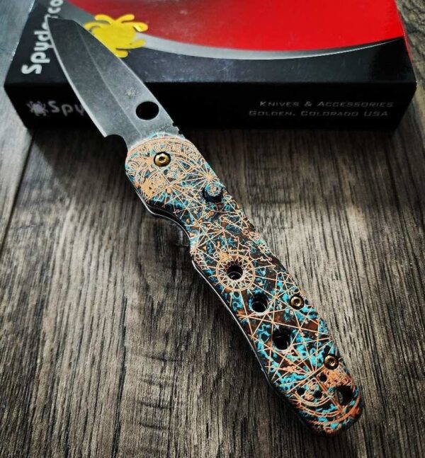 il_fullxfull.5941180807_3krd.jpg Goonies Map Spyderco Smock Copper Patina Shipwrecked SCALES ONLY!!! Knife NOT Included