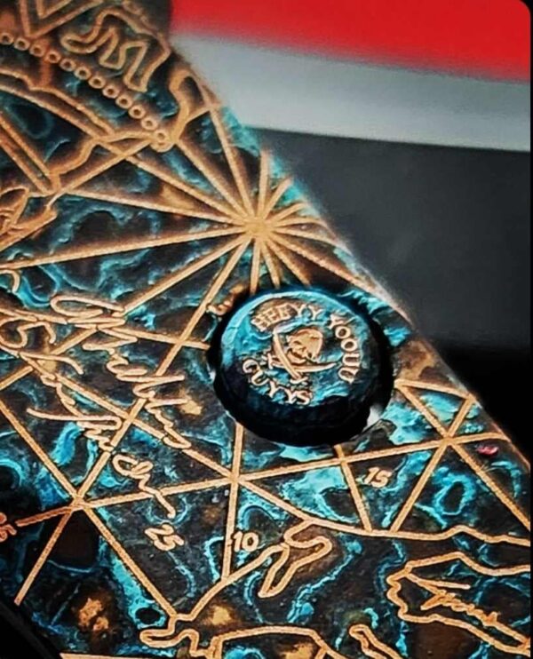 il_fullxfull.5941181505_dx12.jpg Goonies Map Spyderco Smock Copper Patina Shipwrecked SCALES ONLY!!! Knife NOT Included