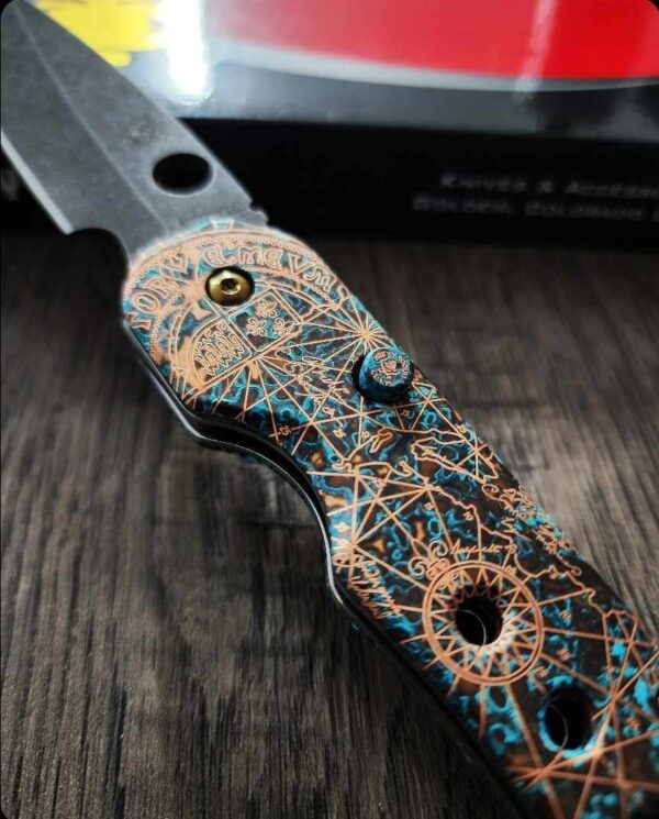il_fullxfull.5941181785_c52y.jpg Goonies Map Spyderco Smock Copper Patina Shipwrecked SCALES ONLY!!! Knife NOT Included