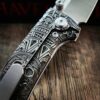 il_fullxfull.6009231893_o8lt.jpg Chaves Knives - Relief Engraved RCK9 - Titanium Scales - Dead Aztec Theme - M390 Steel - COMPLETE KNIFE!! With Extra Clip - New in Box