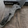 The Great Waves - Japanese waves Spyderco Yojimbo 2 - Deep Laser Engraved - Stonewash Titanium Scales - EDC Gear *Knife Install Optional*