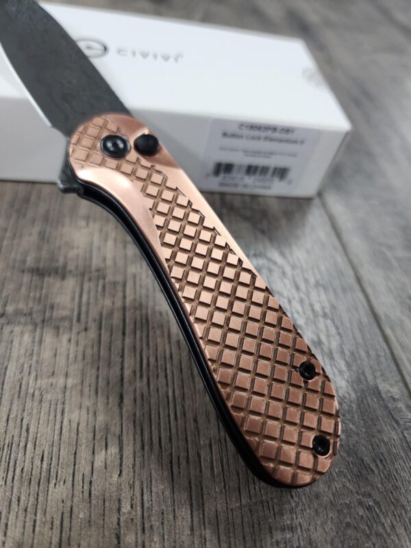 il_fullxfull.6484126163_12fn.jpg Civivi Elementum 2 Button Lock - Frag Pattern Relief Engraved Copper Scales - Damascus Blade - Optional Knife Install - EDC Gear