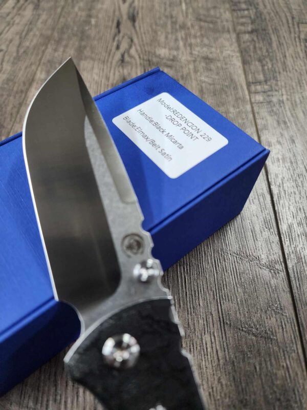 il_fullxfull.6565010693_4s5p.jpg Chaves Redencion 229 Black Micarta Laser Engraved Skull Pattern and Skull clip! COMPLETE KNIFE - 3.50" Satin ELMAX Blade - New In Box