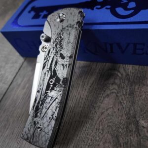 il_fullxfull.6664239867_bop4.jpg Chaves Redencion 229 - Blue Label - Predator Laser Engraved Titanium Scales - Knife Install Optional - 4 Blade Styles - New In Box