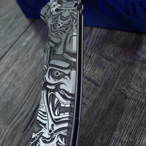 il_fullxfull.6700267509_pee0.jpg Chaves Redencion 229 - Devil Mask with Dragon Relief Engraved Titanium Scales - Knife Install Optional - 4 Blade Styles - New In Box