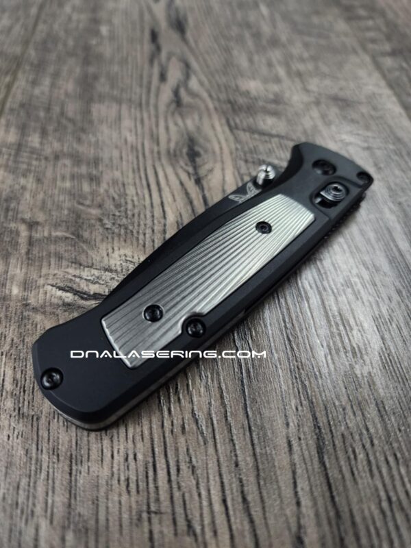 il_fullxfull.6703588680_b9or.jpg Modulator Black Aluminum Scales - 4 Inlays - Copper - Patina - Titanium - Damascus - Benchmade Bugout - Flytanium Gear *Scales/Handles Only