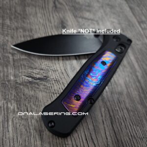 il_fullxfull.6703769326_kmtb.jpg Modulator Black Aluminum Scales - 4 Inlays - Copper - Patina - Titanium - Damascus - Benchmade Bugout - Flytanium Gear *Scales/Handles Only