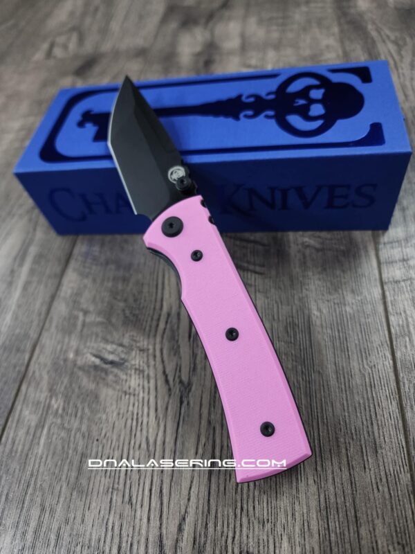 il_fullxfull.6761857159_dvwm.jpg Chaves Redencion Street - Blue Label - Pink G-10 Scales - Complete Knife - Black Elmax Blade - 2 Blade Style Options - New In Box
