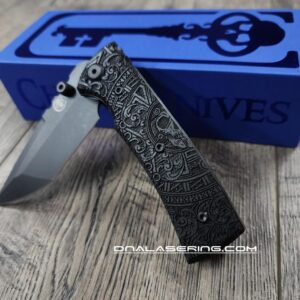 il_fullxfull.6776867143_mzp1.jpg Chaves Redencion Street Blue Label - Dead Aztec Laser Engraved Black Micarta Scales - 2 Blade Style Options - New In Box
