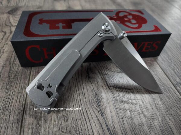 il_fullxfull.6951773784_jdyo.jpg Chaves Knives - Relief Engraved RCK9 - Titanium Scales - Chaves Key Skull Theme - M390 Steel - COMPLETE KNIFE!! With Extra Clip - New in Box