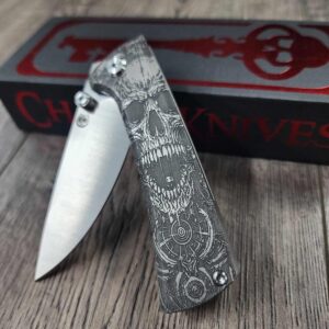 il_fullxfull.6954229107_lrvf.jpg Chaves Knives - Relief Engraved RCK9 - Titanium Scales - Death Portal Theme - M390 Steel - COMPLETE KNIFE!! With Extra Clip - New in Box