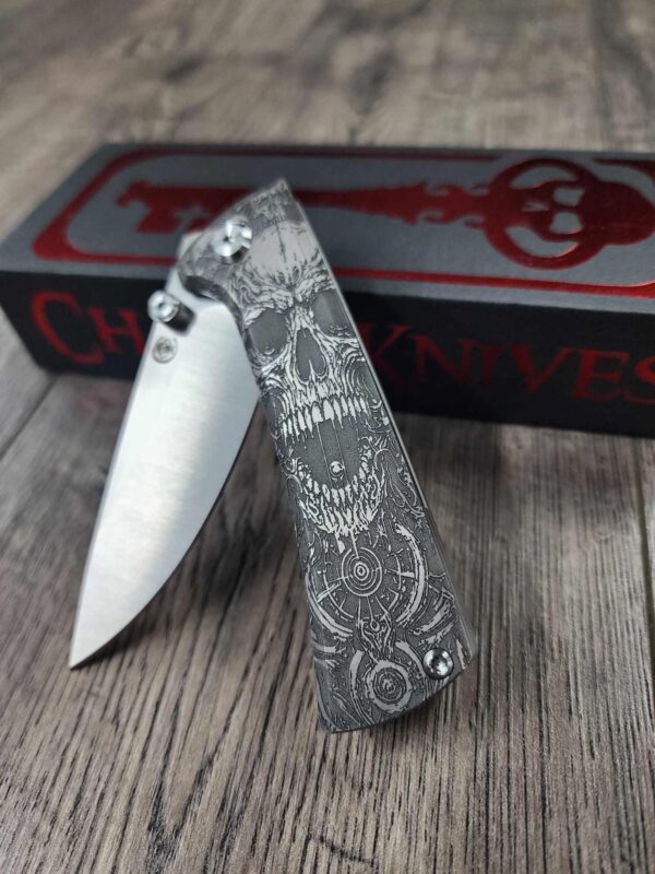 il_fullxfull.6954229107_lrvf.jpg Chaves Knives - Relief Engraved RCK9 - Titanium Scales - Death Portal Theme - M390 Steel - COMPLETE KNIFE!! With Extra Clip - New in Box