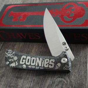 il_fullxfull.6974915248_adsl.jpg Chaves Knives - Relief Engraved RCK9 - Titanium Scales - GOONIES!! - M390 Steel - COMPLETE KNIFE!! With Extra Clip - New in Box