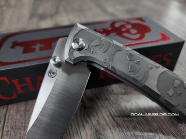 il_fullxfull.6999743237_m0zc.jpg Chaves Knives - Relief Engraved RCK9 - Titanium Scales - Chaves Key Skull Theme - M390 Steel - COMPLETE KNIFE!! With Extra Clip - New in Box