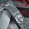 il_fullxfull.7216143190_l86h.jpg Chaves Knives - Relief Engraved RCK9 - Titanium Scales - Chaves Skull Aztec - M390 Steel - COMPLETE KNIFE!! With Extra Clip - New in Box