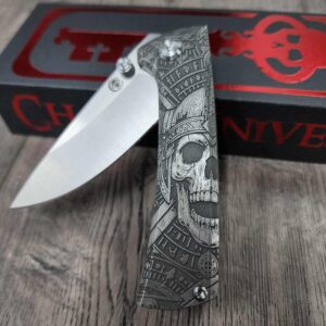 il_fullxfull.7388932492_f8ow.jpg Chaves Knives Relief Engraved RCK9 With Viking Death Skull Theme !! Titanium - M390 steel - COMPLETE KNIFE!! With Extra clip - New in box