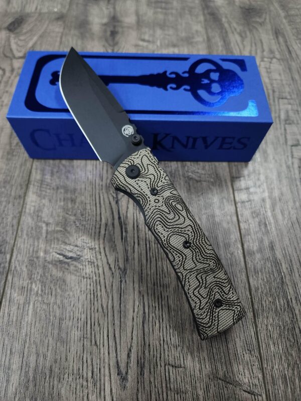 il_fullxfull.7487907926_l03g.jpg Blacked out Chaves Redencion 229 Green Micarta Laser Engraved Topo Pattern - COMPLETE Knife - Black ELMAX Blade - Drop Point & Tanto Options
