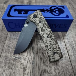 il_fullxfull.7535845027_azvu.jpg Blacked out Chaves Redencion 229 Green Micarta Laser Engraved Topo Pattern - COMPLETE Knife - Black ELMAX Blade - Drop Point & Tanto Options