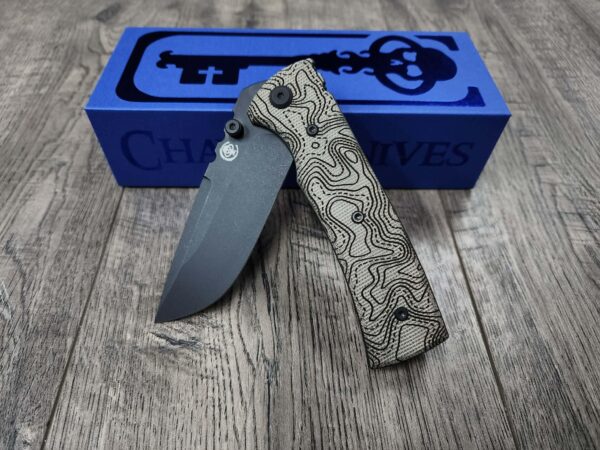 il_fullxfull.7535845027_azvu.jpg Blacked out Chaves Redencion 229 Green Micarta Laser Engraved Topo Pattern - COMPLETE Knife - Black ELMAX Blade - Drop Point & Tanto Options