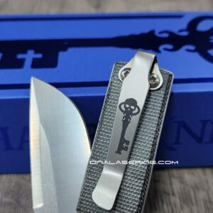 il_fullxfull.7549491461_974k.jpg LynchNW Chaves Model A - Laser Engraved Skull Key - Titanium Deep Carry Pocket Clip - Beadblasted or Blacksmith Finish - Made In USA