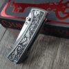 il_fullxfull.7683055325_3s8g.jpg Chaves RCK9 Custom Engraved Titanium Knife – Deep Scrollwork – New In Box - EDC