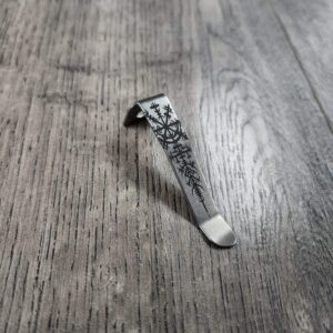Microtech Ultratech Clip - Viking Rune - Laser Engraved Titanium - Deep Carry Pocket Knife Clip - Stonewash Finish - MADE In USA
