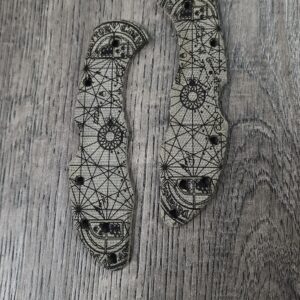 il_fullxfull.7843442942_fxux.jpg Spyderco Delica Scales! – Green Canvas Micarta Scales w/ Goonies One Eyed Willie Map Laser Engraving - Custom Replacement Scales