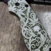 Spyderco PM2 Loop Scales - Laser Engraved Psychedelic Scroll Pattern - Aluminum Olive Drab - Flytanium Gear - Knife & Hardware Optional