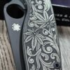 il_fullxfull.7966472372_bnc5.jpg Spyderco PM2 TI - Cannabis Leaf Scroll - Relief Engraved Titanium Knife Scales - EDC Gear - Knife & Hardware Optional