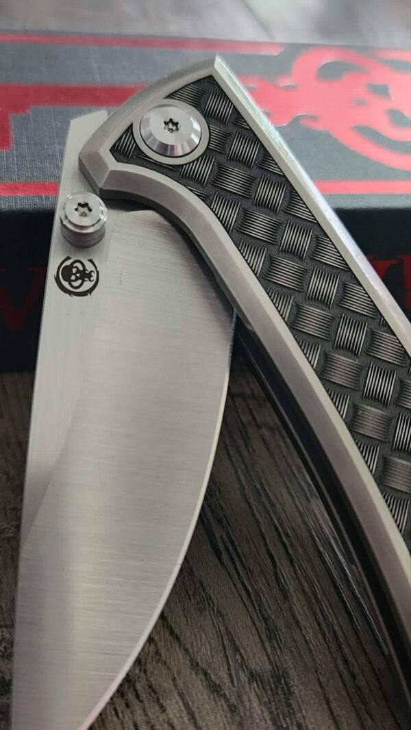 il_fullxfull.8012458098_t4b6.jpg Chaves Knives - Relief Engraved RCK9 - Titanium Scales -Basketweave - M390 Steel - COMPLETE KNIFE!! With Extra Clip - New in Box