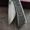 il_fullxfull.8012480710_huyz.jpg Chaves Knives - Relief Engraved RCK9 - Titanium Scales -Knight’s Crest - M390 Steel - COMPLETE KNIFE!! With Extra Clip - New in Box