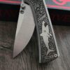 il_fullxfull.8012486944_m6kw.jpg Chaves Knives - Relief Engraved RCK9 - Titanium Scales -Jaws Theme! - M390 Steel - COMPLETE KNIFE!! With Extra Clip - New in Box