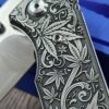 il_fullxfull.8021656131_blwx.jpg Chaves Redencion 229 - Cannabis Scroll Relief Engraved Titanium Scales - Knife Install Optional - 2 Blade Styles - New In Box