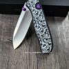 il_fullxfull.8035185211_pn97.jpg Leaf Scroll - Fiber Laser Engraved Black Aluminum - Drop Bear Zero Button Linerlock - EDC - Complete Knife - Purple Accents