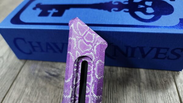 Chaves Chub Utility Knife – Purple Anodized Snakeskin Pattern – Custom Engraved Box Cutter – EDC Utility Blade – New In Box