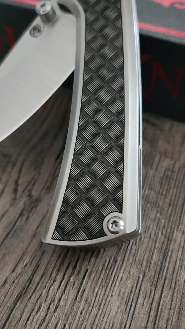il_fullxfull.8060368723_rcj2.jpg Chaves Knives - Relief Engraved RCK9 - Titanium Scales -Basketweave - M390 Steel - COMPLETE KNIFE!! With Extra Clip - New in Box