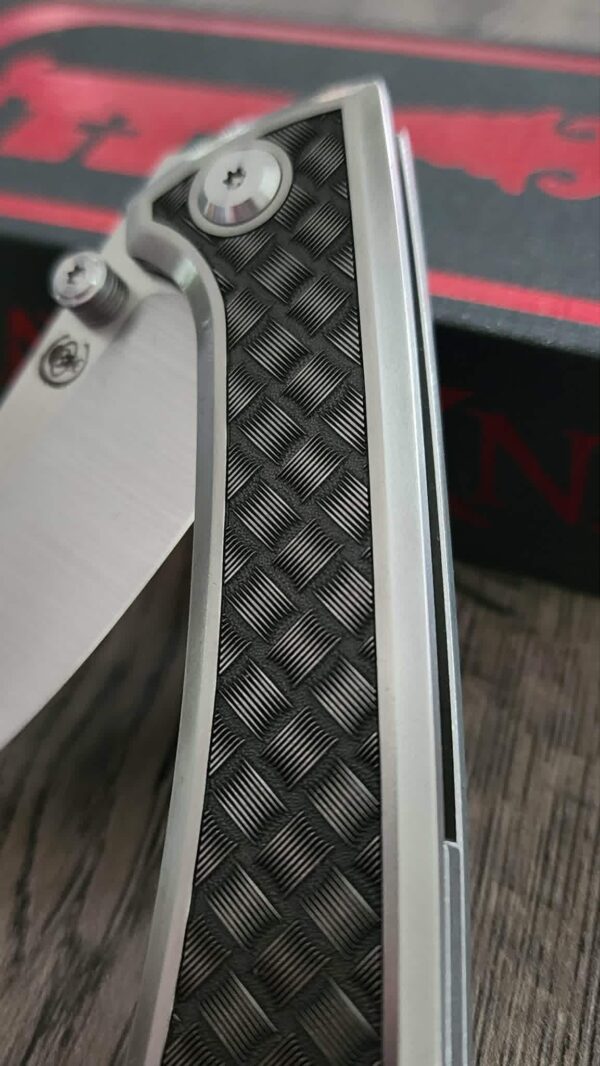 il_fullxfull.8060369073_i8o8.jpg Chaves Knives - Relief Engraved RCK9 - Titanium Scales -Basketweave - M390 Steel - COMPLETE KNIFE!! With Extra Clip - New in Box