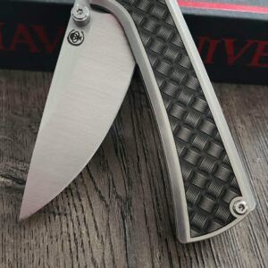 il_fullxfull.8060369875_i6s7.jpg Chaves Knives - Relief Engraved RCK9 - Titanium Scales -Basketweave - M390 Steel - COMPLETE KNIFE!! With Extra Clip - New in Box