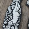il_fullxfull.8064723144_2y0c.jpg Custom Spyderco PM2 Black Aluminum Scales – Custom Pin-Up Girl 2 - Engraved Loop Scales – 7075 Aluminum Anodized PM2 Scales –