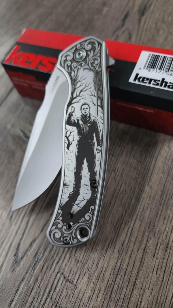 Custom Engraved Kershaw Scour Knife – Michael Myers!  | Deep Laser Engraved Single Side - Complete Knife!! - EDC